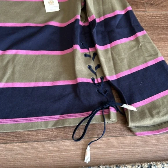 NWT Tory Burch Lace Up Striped Top - Picture 2 of 5